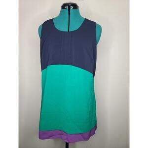 Simply Vera Wang blue green colorblock sleeveless blouse - small